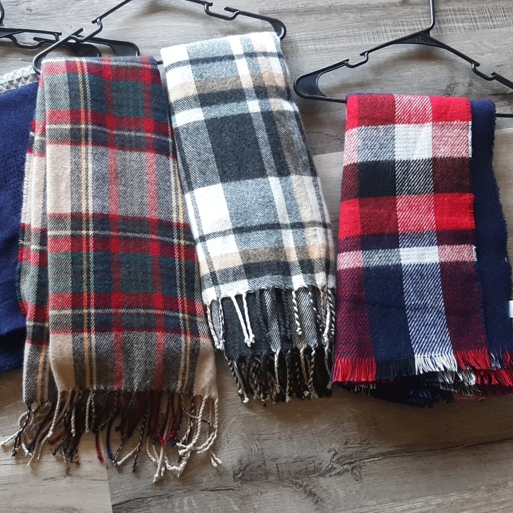Plaid and Solid Scarves Collection - Picture 2 of 2
